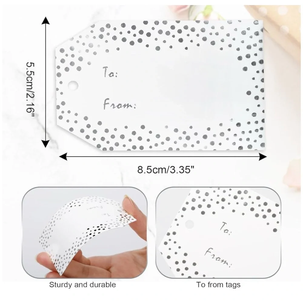 Silver Foil Dots Gift Tags with Twine